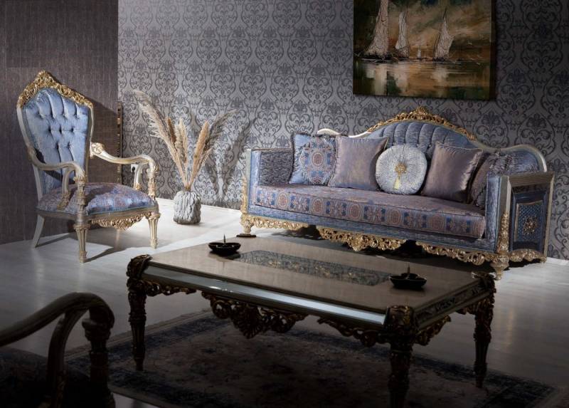 JVmoebel Polstergarnitur Chesterfield Sofagarnitur Barock 3-Sitzer mit Couchtisch, (3-tlg., 1x 3-Sitzer + 1x Sessel + 1x Couchtisch), Made in Europa von JVmoebel