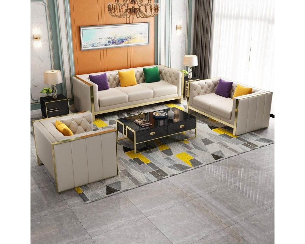 JVmoebel Polstergarnitur Design Sofa Set 3er, 2er und Sessel Polstermöbel Couch, Made in Europa von JVmoebel