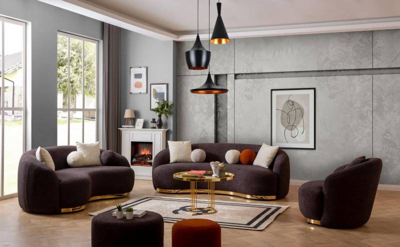 JVmoebel Polstergarnitur Elegante Designer Sofagarnitur 4-Sitzer + 3-Sitzer + Sessel, (3-tlg., 1x 4-Sitzer + 1x 3-Sitzer + 1x Sessel ohne Couchtisch), Made in Europa von JVmoebel