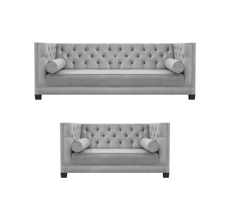 JVmoebel Polstergarnitur Grau Couchgarnitur aus Textil für das Wohnzimmer, (2-tlg., 1x 3-Sitzer Sofa + 1x 2-Sitzer Sofa), Made in Europa von JVmoebel