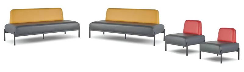 JVmoebel Polstergarnitur Komplett Ledersofas 3-Sitzer Sessel Schwarz Art Deco Edelstahl Rot, (Sofa-Set 4tlg (2x 3-Sitzer + 2x Sessel), Made in Europa von JVmoebel