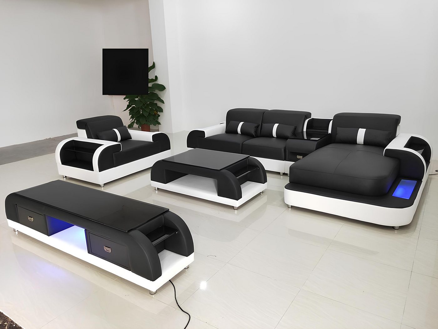 JVmoebel Polstergarnitur Lounge-Couch Ecksofa Sofagarnitur Wohnlandschaft mit Sideboard, Made in Europa JVmoebel Polstergarnitur Lounge-Couch Ecksofa Sofagarnitur Wohnlandschaft mit Sideboard, Made in Europa von JVmoebel