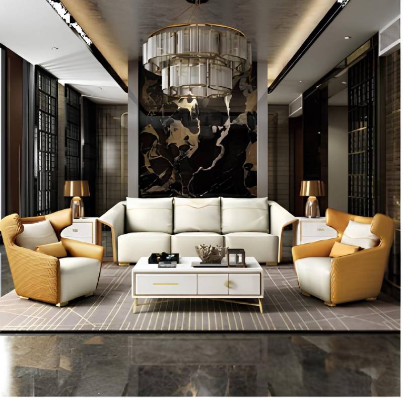 JVmoebel Polstergarnitur Luxus Möbel Sofagarnitur Couch Sofa Polster Gelbe Designer Möbel, (Sofagarnitur 3+1+1 Sitzer), Made in Europa von JVmoebel