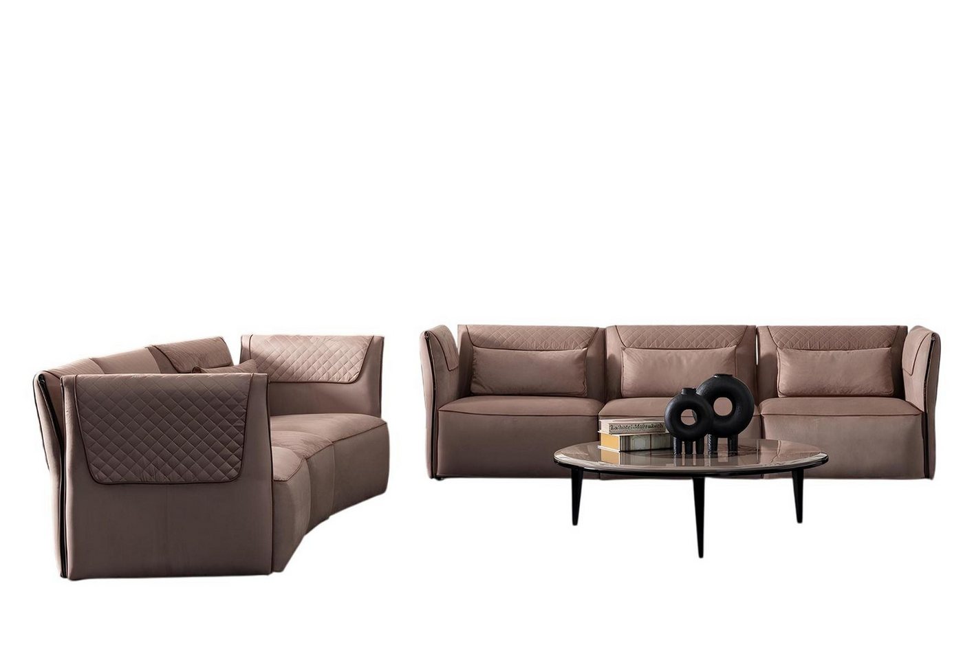 JVmoebel Polstergarnitur Modernes Wohnzimmer Set aus Textil in Beige, (2-tlg., Sofa 4 Sitzer, Sofa 3 Sitzer), Made in Europe von JVmoebel
