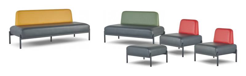 JVmoebel Polstergarnitur Sitzmöbel 3-Sitzer 2-Sitzer Sessel Hocker Schwarz Gelb Grün Rot Couch, (5-tlg., Sofa-Set 5tlg (3-Sitzer + 2-Sitzer + 2x Sessel + Hocker), Made in Europa von JVmoebel