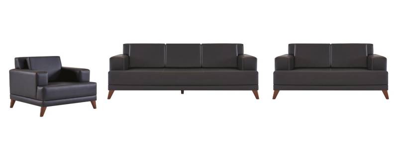 JVmoebel Polstergarnitur Sitzmöbel Sofa-Set 3-Sitzer 2-Sitzer Sessel Modern Schwarz Ledersofas, (Sofa-Set 3tlg (3-Sitzer + 2-Sitzer + Sessel), Made in Europa von JVmoebel