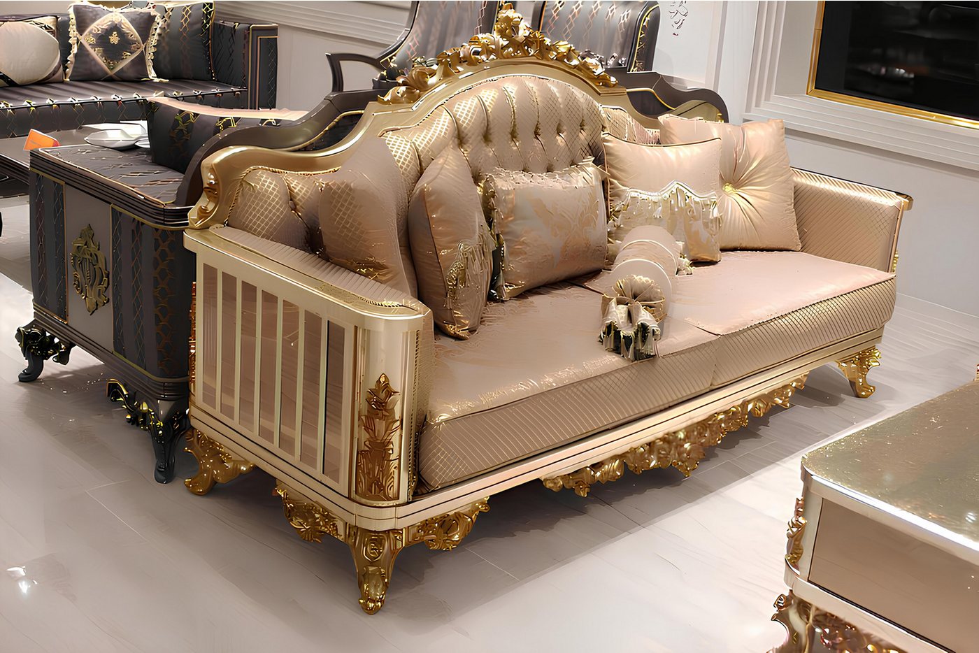 JVmoebel Polstergarnitur Sofa Set mit Couchtisch und Sesseln - Komplettgarnitur, (5-tlg., SOFAGARNITUR 3+3+1+1 SITZER + COUCHTISCH), Made in Europa von JVmoebel