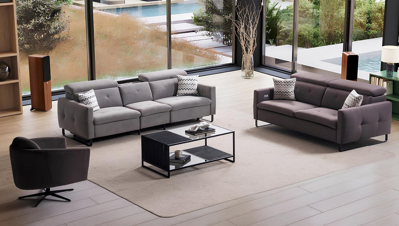 JVmoebel Polstergarnitur Sofagarnitur 3+2+1 Sitzer Modern Stil Sofas Set Wohnzimmer Sofa Sessel, (3 tlg.WOHNZIMMER SET (3 SITZER SOFA +3 SITZER SOFA + SESSEL), Made in Europa von JVmoebel