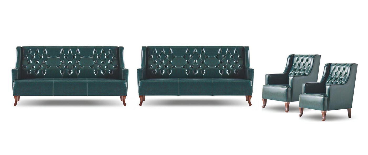 JVmoebel Polstergarnitur Sofagarnitur Chesterfield Klassisch Sofa-Set 3-Sitzer Sessel Grün, (Sofa-Set 4tlg (2x 3-Sitzer + 2x Sessel), Made in Europa von JVmoebel