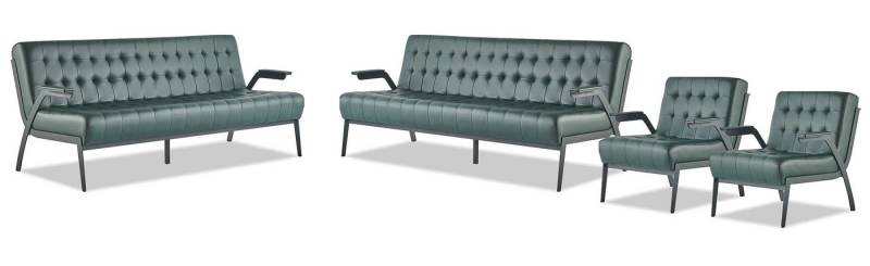 JVmoebel Polstergarnitur Sofagarnituren-Set 3-Sitzer Sessel Grün Chesterfield Modern Ledersofas, (4-tlg., Sofa-Set 4tlg (2x 3-Sitzer + 2x Sessel), Made in Europa von JVmoebel