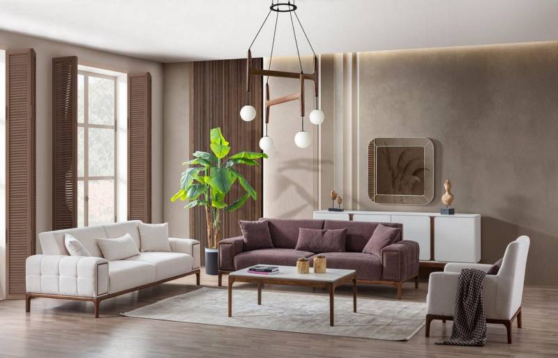 JVmoebel Polstergarnitur Sofaset 3+2+1 Sitzer mit Couchtisch, 4 Teile, Polstermöbel, (4-tlg., 2x 3-Sitzer + Sessel + Couchtisch), Made in Europa von JVmoebel