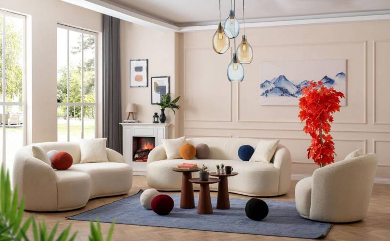 JVmoebel Polstergarnitur Stilvolles 3-teiliges Wohnzimmer Set - Designer Sofagarnitur, (3-tlg., 1x 4-Sitzer + 1x 3-Sitzer + 1x Sessel ohne Couchtische), Made in Europa von JVmoebel