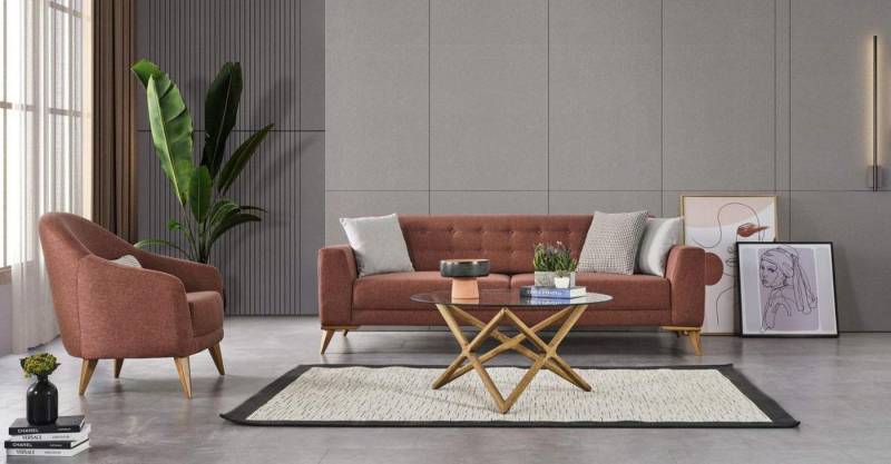 JVmoebel Sofa Stilvolles rosa Wohnzimmer-Set: Sofa mit Sessel und Couch, 2 Teile, Made in Europa von JVmoebel