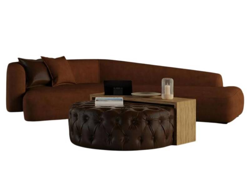 JVmoebel Polstergarnitur Wohnzimmerset Sofa Couchtisch und Hocker in modernem Design, (2-tlg., Sofa, Hocker), Made in Europe von JVmoebel