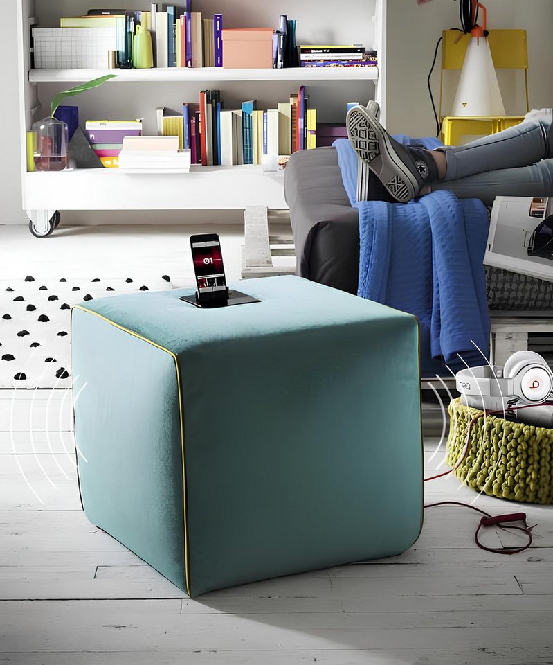 JVmoebel Polsterhocker Moderner Türkisfarbiger Sitzhocker mit Ladefunktion fürs Handy (Hocker), Made in Europa von JVmoebel