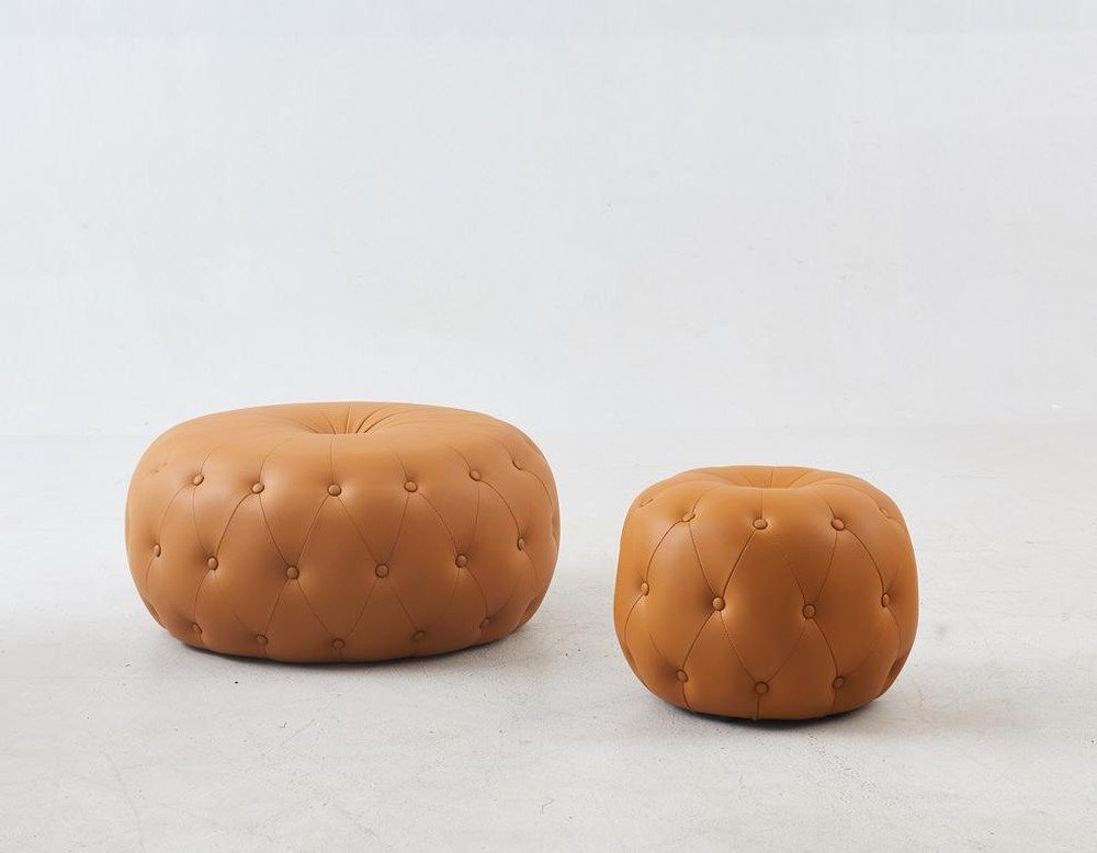 JVmoebel Polsterhocker Runder Chesterfield Fußhocker in Orange aus Leder und Textil, Made in Europa JVmoebel Polsterhocker Runder Chesterfield Fußhocker in Orange aus Leder und Textil, Made in Europa von JVmoebel