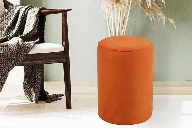 JVmoebel Pouf Hochwertiger textile Sitzhocker in lebhaftem Orange (1-St., Hocker), Made in Europa von JVmoebel