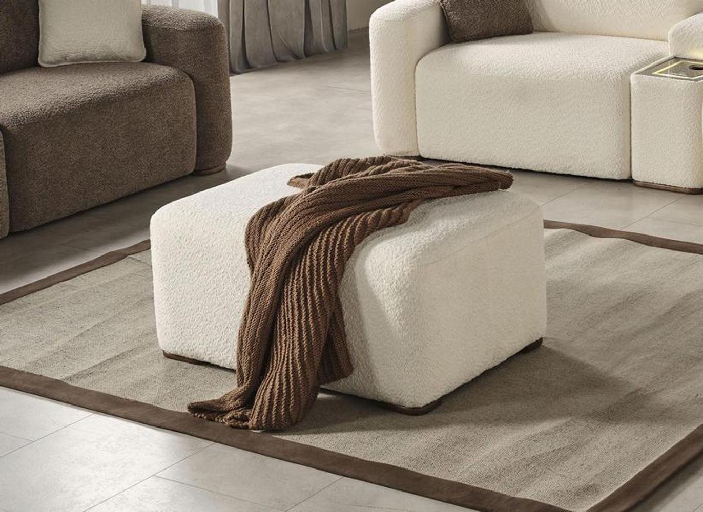 JVmoebel Pouf Weiß Sitzpouf Sitzkissen Fußhocker Hocker Sitzhocker Rechteckig (Puff), Made in Europa von JVmoebel