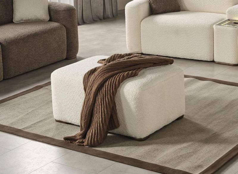 JVmoebel Pouf Weiß Sitzpouf Sitzkissen Fußhocker Hocker Sitzhocker Rechteckig (Puff), Made in Europa von JVmoebel