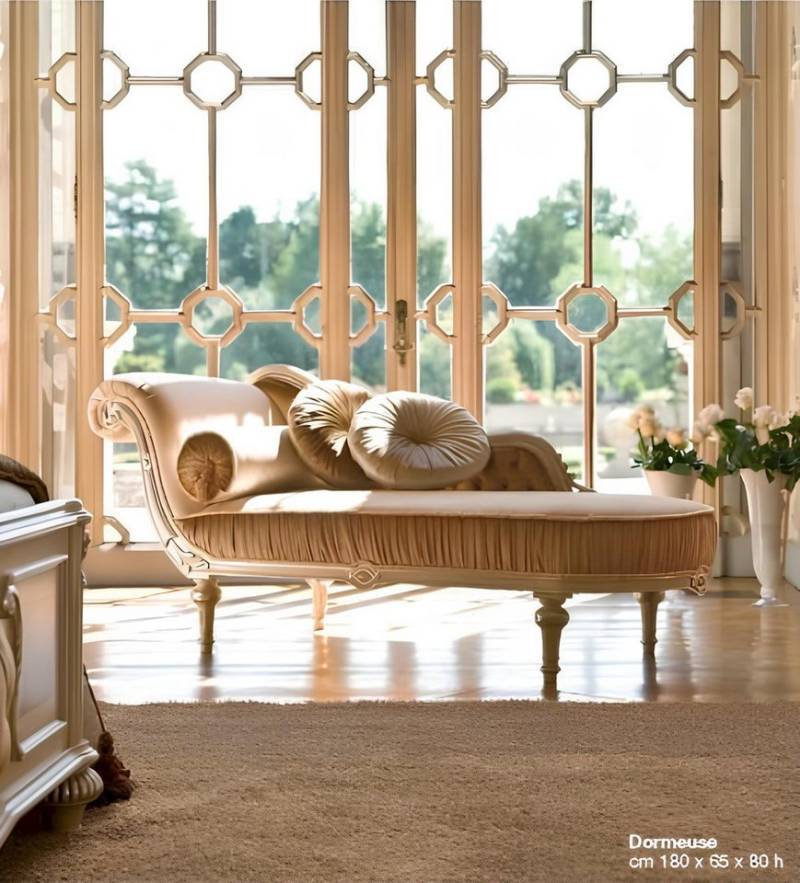 JVmoebel Recamiere Chaiselounge Liege Chaise Stoff Couch Barock Luxus Beige Polster, Made in Italy von JVmoebel