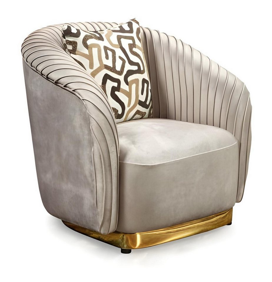 JVmoebel Sessel Design Drehsessel in Samt Grau mit Gold Akzent (1-St), Made in Europe von JVmoebel