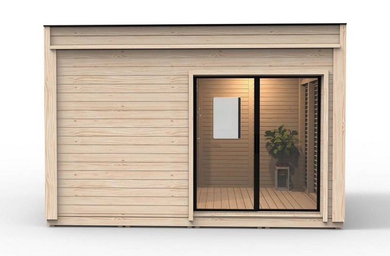 JVmoebel Saunahaus Trockensauna Holzfass Gartenhaus Wellness 464 x 354 x 318 cm, BxTxH: 464 x 354 x 318 cm, 145,00 mm, (1-St., 1x Sauna) Made in Europa von JVmoebel