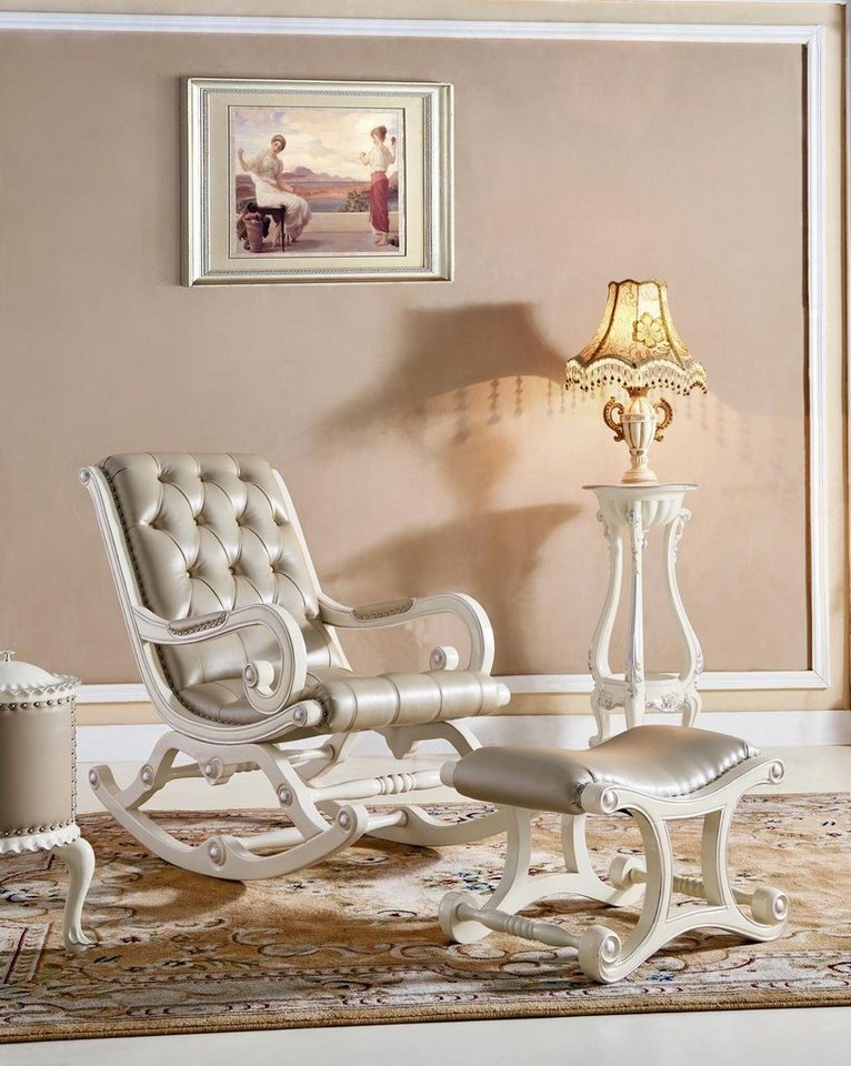 JVmoebel Schaukelsessel Chesterfield Barock Schwingsessel Hocker Schwing Stuhl Relax Leder, Made in Europa von JVmoebel
