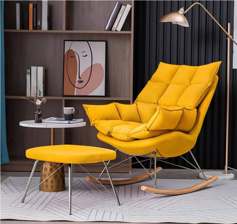 JVmoebel Schaukelstuhl Sessel Metall Design Polster Lounge Schaukelstuhl Sitz Luxus Zimmer, Made in Europa von JVmoebel