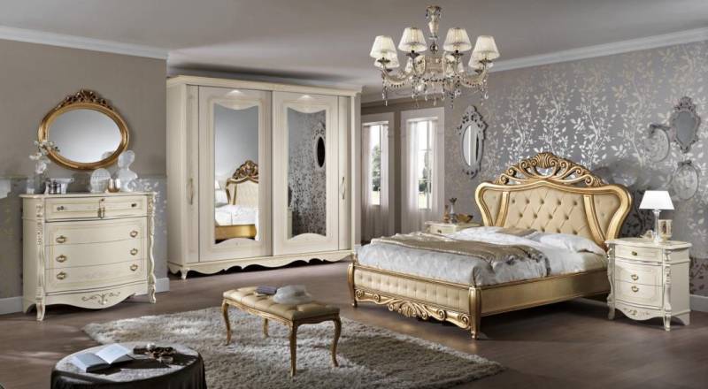 JVmoebel Schlafzimmer-Set Doppelbett Schlafzimmer Nachttisch mit 3 Schubladen Möbel Weiß 3tlg., (3-tlg), Made in Europa von JVmoebel
