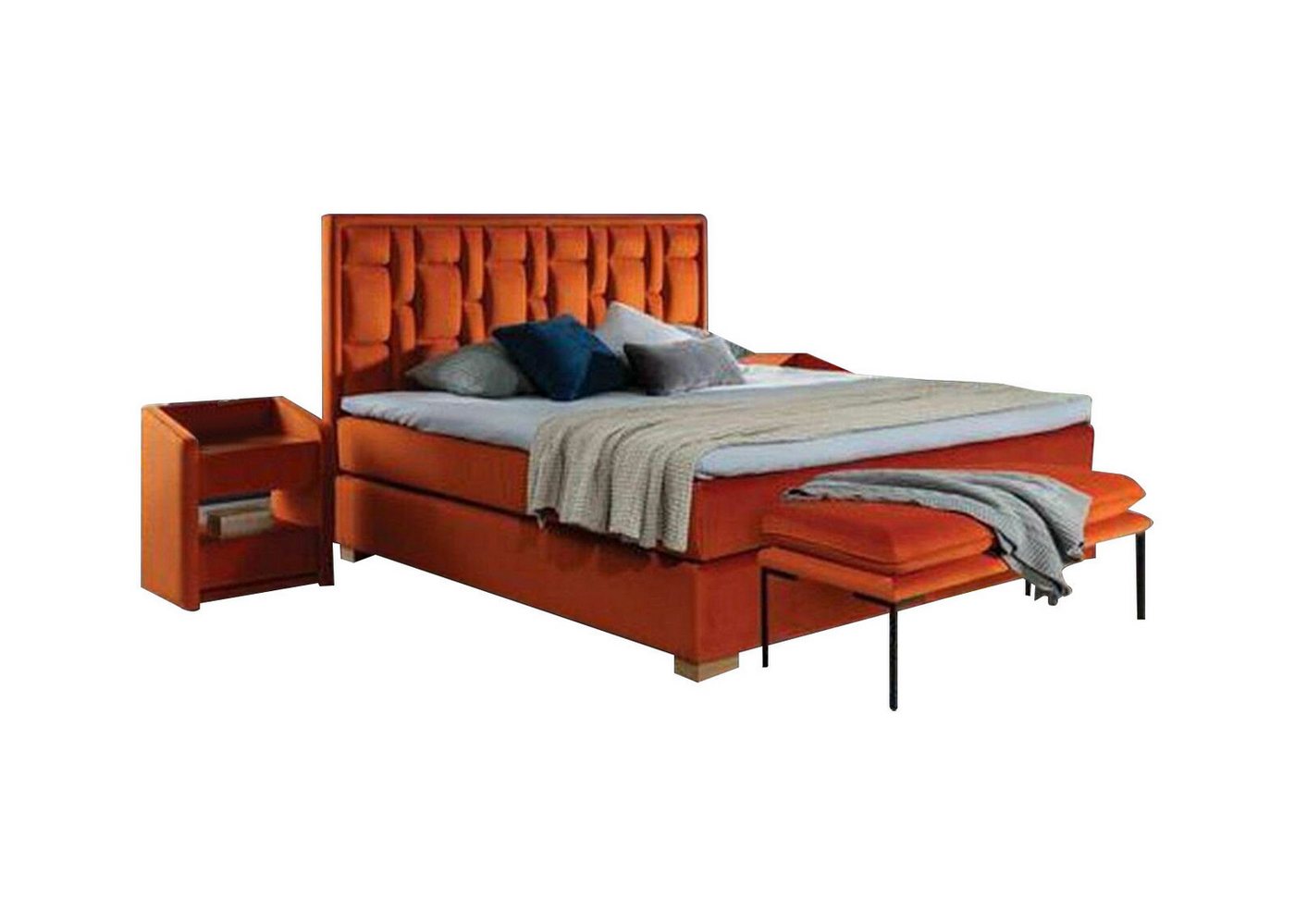 JVmoebel Schlafzimmer-Set, (Set, Bett, Nachttisch), Chesterfield Doppelbett Schlafzimmer Samt Betten Bettgestell Nachttisch 3tlg Set von JVmoebel