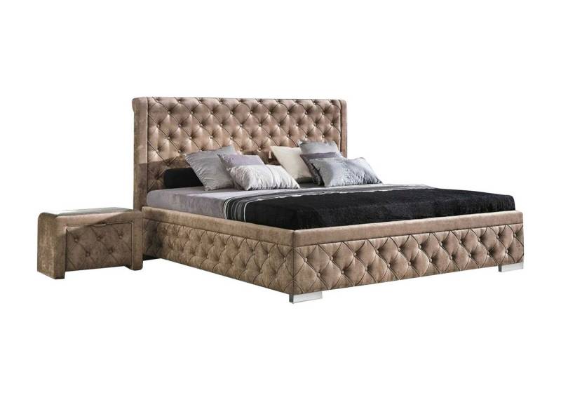 JVmoebel Schlafzimmer-Set Bett 2x Nachttisch 3 tlg. Schlafzimmer Set Möbel Betten Beige, Made in Europa von JVmoebel