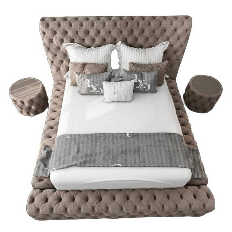 JVmoebel Schlafzimmer-Set Bett 2x Nachttisch 3 tlg. Schlafzimmer Set Möbel Betten Braun, Made in Europa von JVmoebel