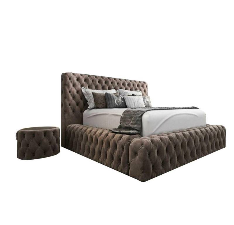 JVmoebel Schlafzimmer-Set Bett 2x Nachttisch 3 tlg. Schlafzimmer Set Möbel Betten Braun, Made in Europa von JVmoebel