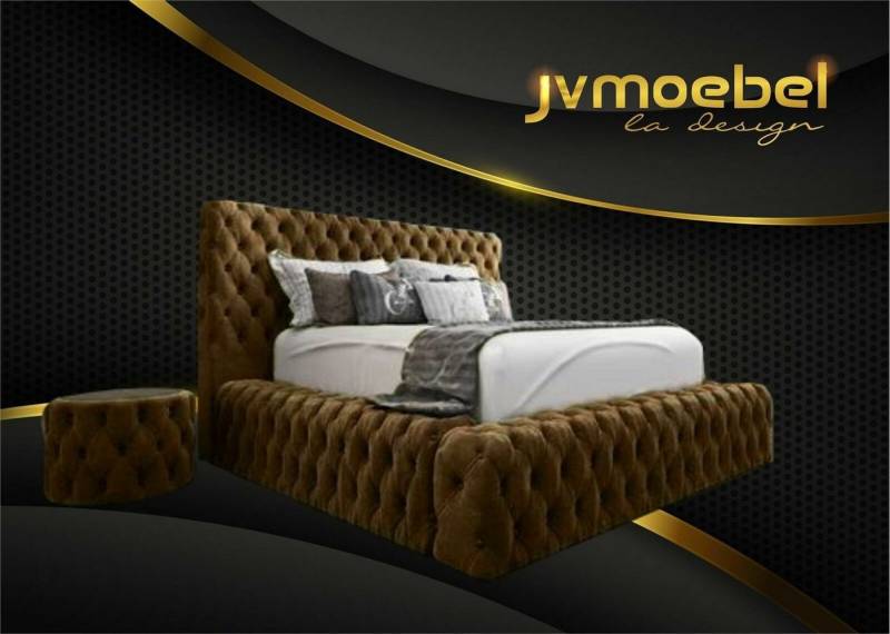 JVmoebel Schlafzimmer-Set Bett 2x Nachttisch 3 tlg. Schlafzimmer Set Möbel Betten Braun, Made in Europa von JVmoebel