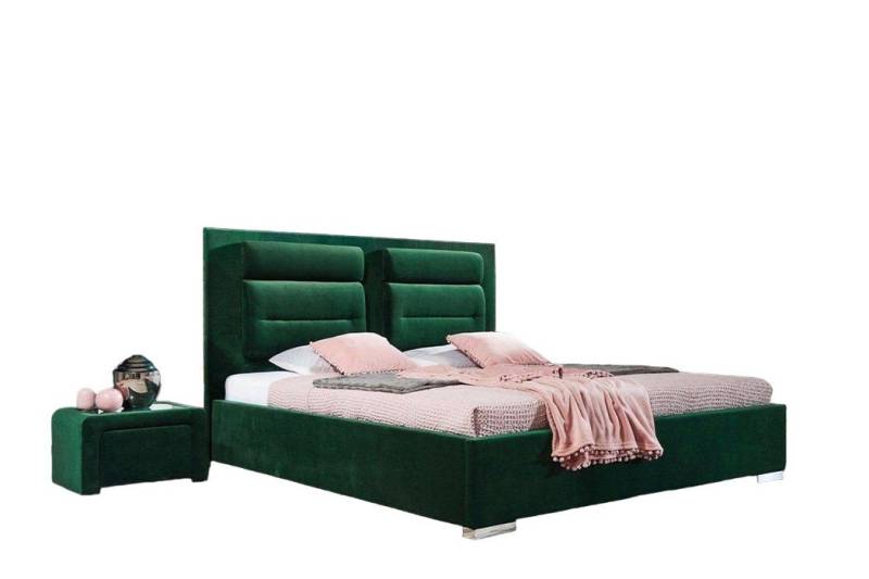 JVmoebel Schlafzimmer-Set Bett Textil 2x Nachttisch 3 tlg. Schlafzimmer Set Möbel Betten Blau, Made in Europa von JVmoebel