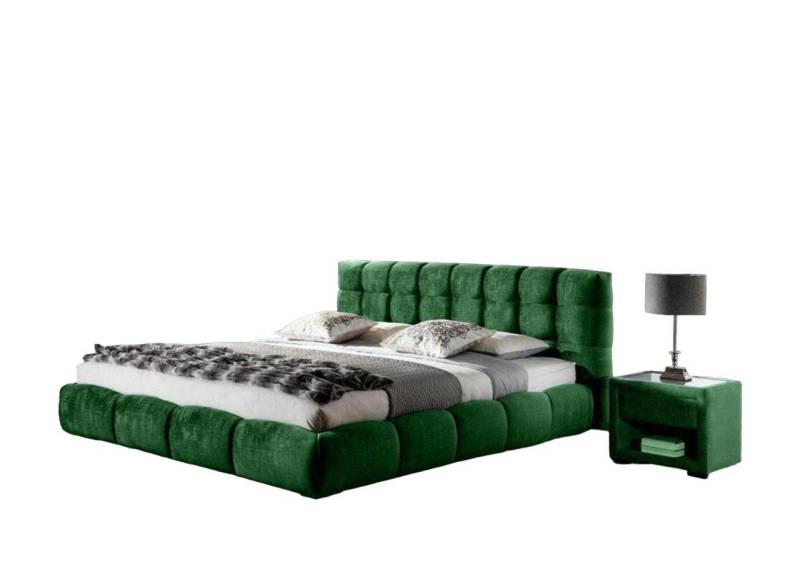 JVmoebel Schlafzimmer-Set Bett Textil 2x Nachttisch 3 tlg. Schlafzimmer Set Möbel Betten Blau, Made in Europa von JVmoebel