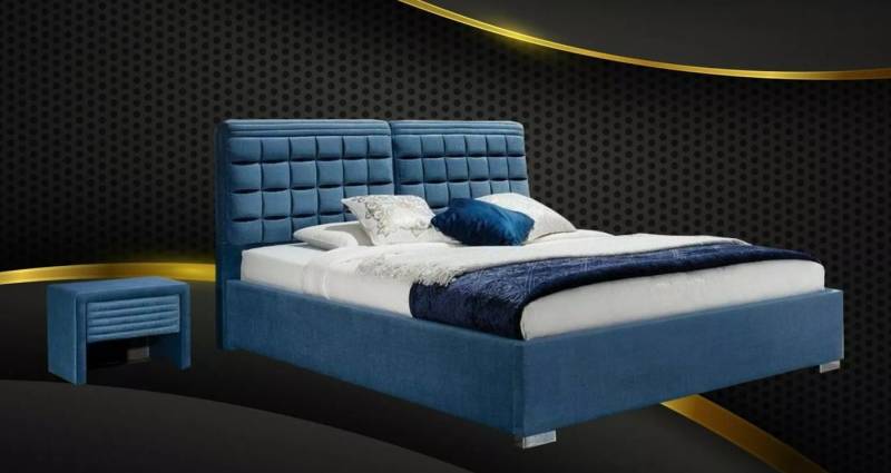 JVmoebel Schlafzimmer-Set Bett Textil 2x Nachttisch 3 tlg. Schlafzimmer Set Möbel Betten Samt, Made in Italy von JVmoebel