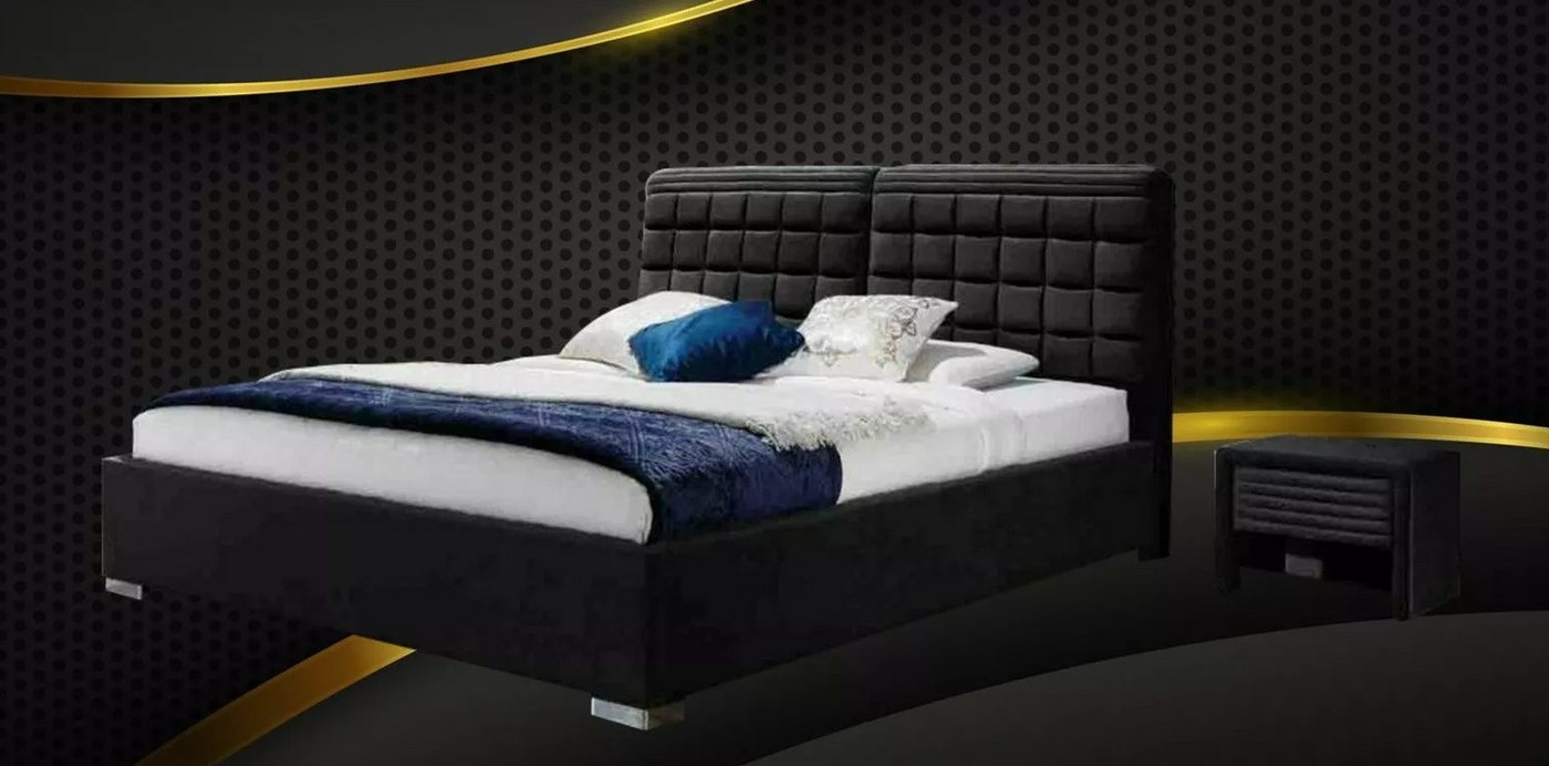 JVmoebel Schlafzimmer-Set Bett Textil 2x Nachttisch 3 tlg. Schlafzimmer Set Möbel Betten Samt, Made in Italy JVmoebel Schlafzimmer-Set Bett Textil 2x Nachttisch 3 tlg. Schlafzimmer Set Möbel Betten Samt, Made in Italy von JVmoebel