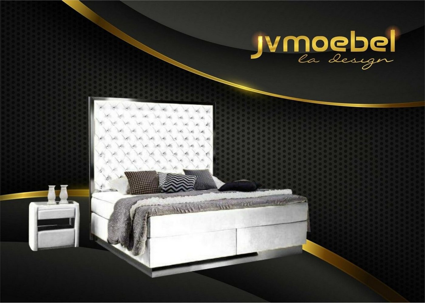 JVmoebel Schlafzimmer-Set, Boxspring Bett Schlafzimmer Set 3tlg Bett 2x Nachttische Design Neu von JVmoebel