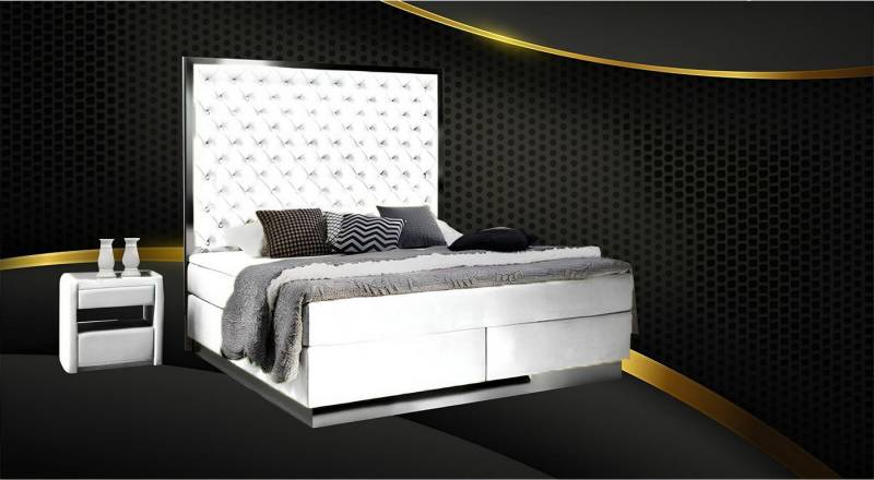 JVmoebel Schlafzimmer-Set Boxspring Bett Schlafzimmer Set 3tlg Textil Bett Nachttisch Betten, Made in Europa von JVmoebel