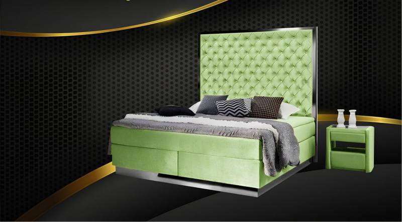 JVmoebel Schlafzimmer-Set Boxspring Bett Schlafzimmer Set 3tlg Textil Bett Nachttisch Betten, Made in Europa von JVmoebel