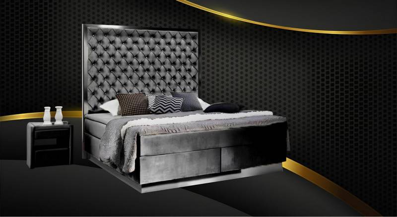 JVmoebel Schlafzimmer-Set Boxspring Bett Schlafzimmer Set 3tlg Textil Bett Nachttisch Betten, Made in Europa von JVmoebel