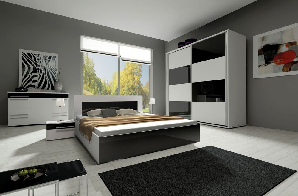 JVmoebel Schlafzimmer-Set, Design Schlafzimmer Garnituren Schrank Bett Kommode Nachttisch von JVmoebel