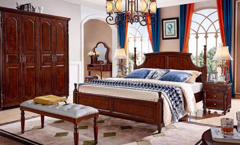 JVmoebel Schlafzimmer-Set Schlafzimmer Möbel 5tlg Set Bett Nachttische Kleiderschrank Bank Braun, Made in Europa von JVmoebel