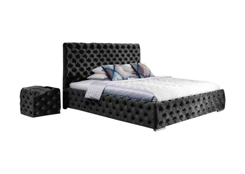 JVmoebel Schlafzimmer-Set Doppelbett Schlafzimmer Samt Betten Chesterfield Bettgestell, Made in Europa von JVmoebel