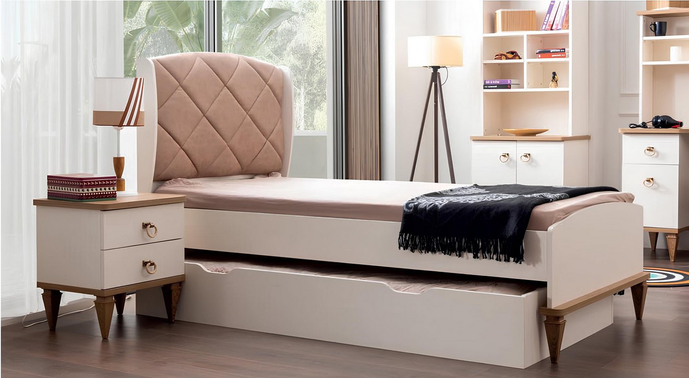 JVmoebel Schlafzimmer-Set Kinderzimmer Set Beige Kinderbett Nachttisch Jungzimmer 2tlg. Beige, Made in Europa JVmoebel Schlafzimmer-Set Kinderzimmer Set Beige Kinderbett Nachttisch Jungzimmer 2tlg. Beige, Made in Europa von JVmoebel