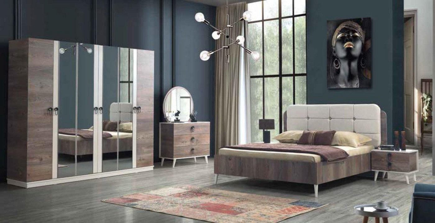 JVmoebel Schlafzimmer-Set Komplettes Schlafzimmer Bett Bank Schminktisch Kleiderschrank, Made in Europa von JVmoebel