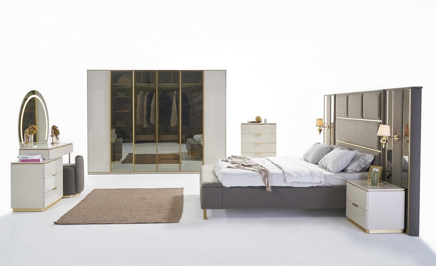 JVmoebel Schlafzimmer-Set, Luxus Schlafzimmer Set Bett Nachttisch Kommode Spiegel Kleiderschrank von JVmoebel