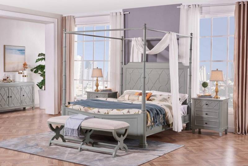 JVmoebel Schlafzimmer-Set Schlafzimmer Komplett Set Landhaus Stil Modrern Bett Nachttisch 5 tlg., Made in Europa von JVmoebel