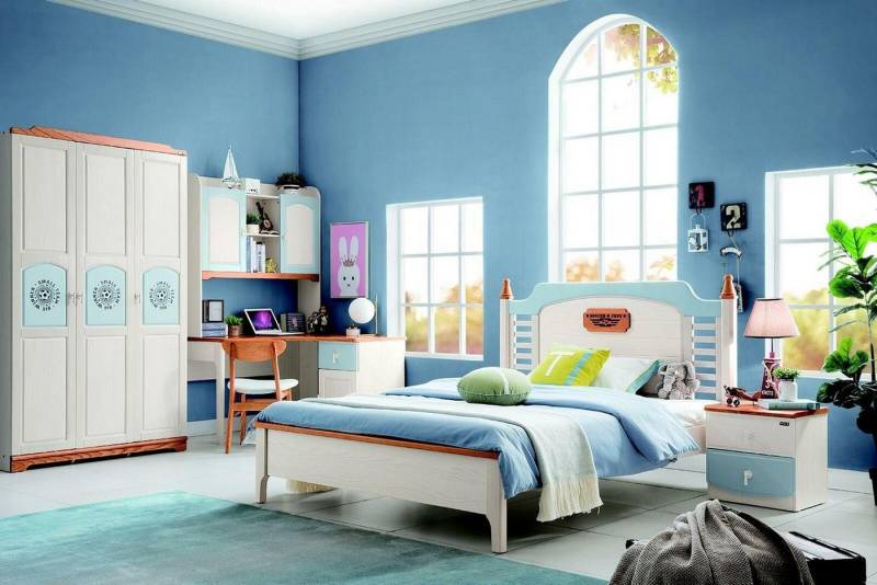 JVmoebel Jugendzimmer-Set Schlafzimmer Set 5tlg. Bett 2x Nachttisch Schreibtisch Kinderbett, Made in Europa von JVmoebel